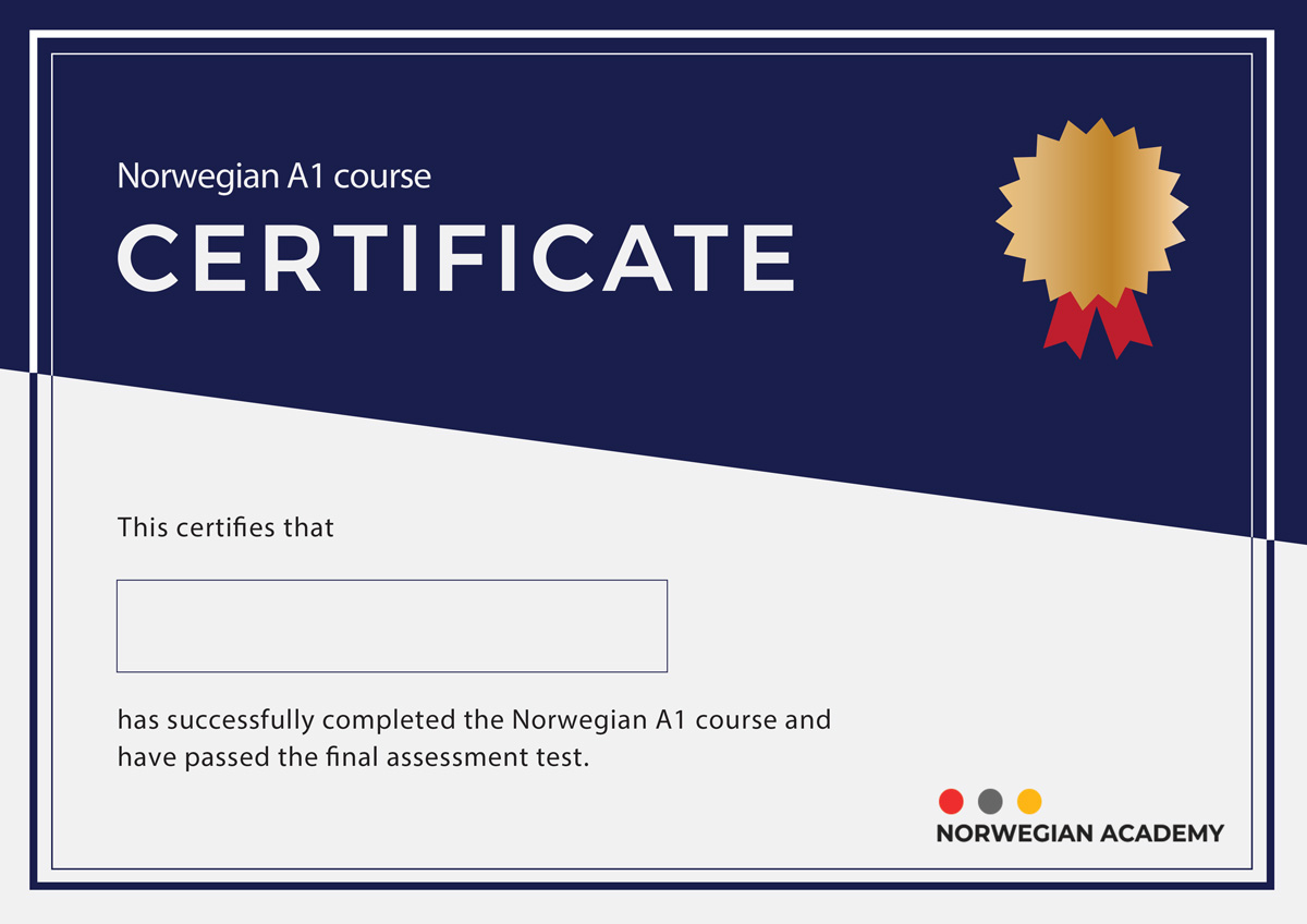 A1 certificate Norwegian Academy